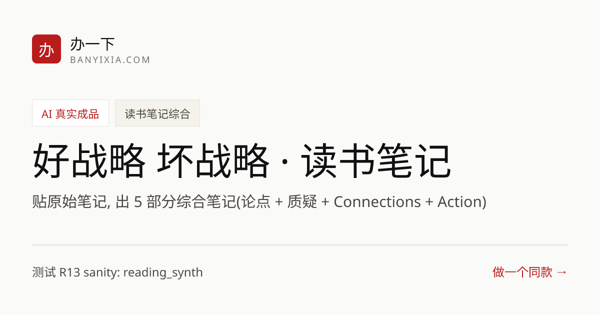 好战略 坏战略 · 读书笔记 成品封面